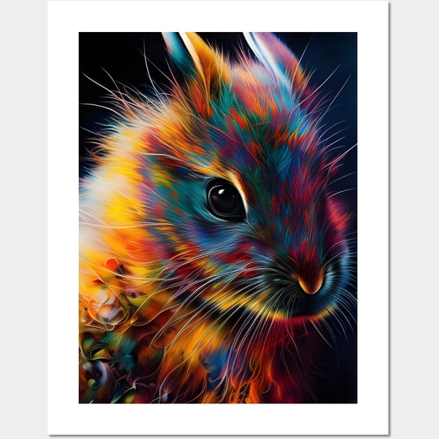 Colorful Year of the Rabbit 01 - Chinese Lunar Year Zodiac Sign or Easter Bunny Digital AI Art Wall Art by Christine aka stine1